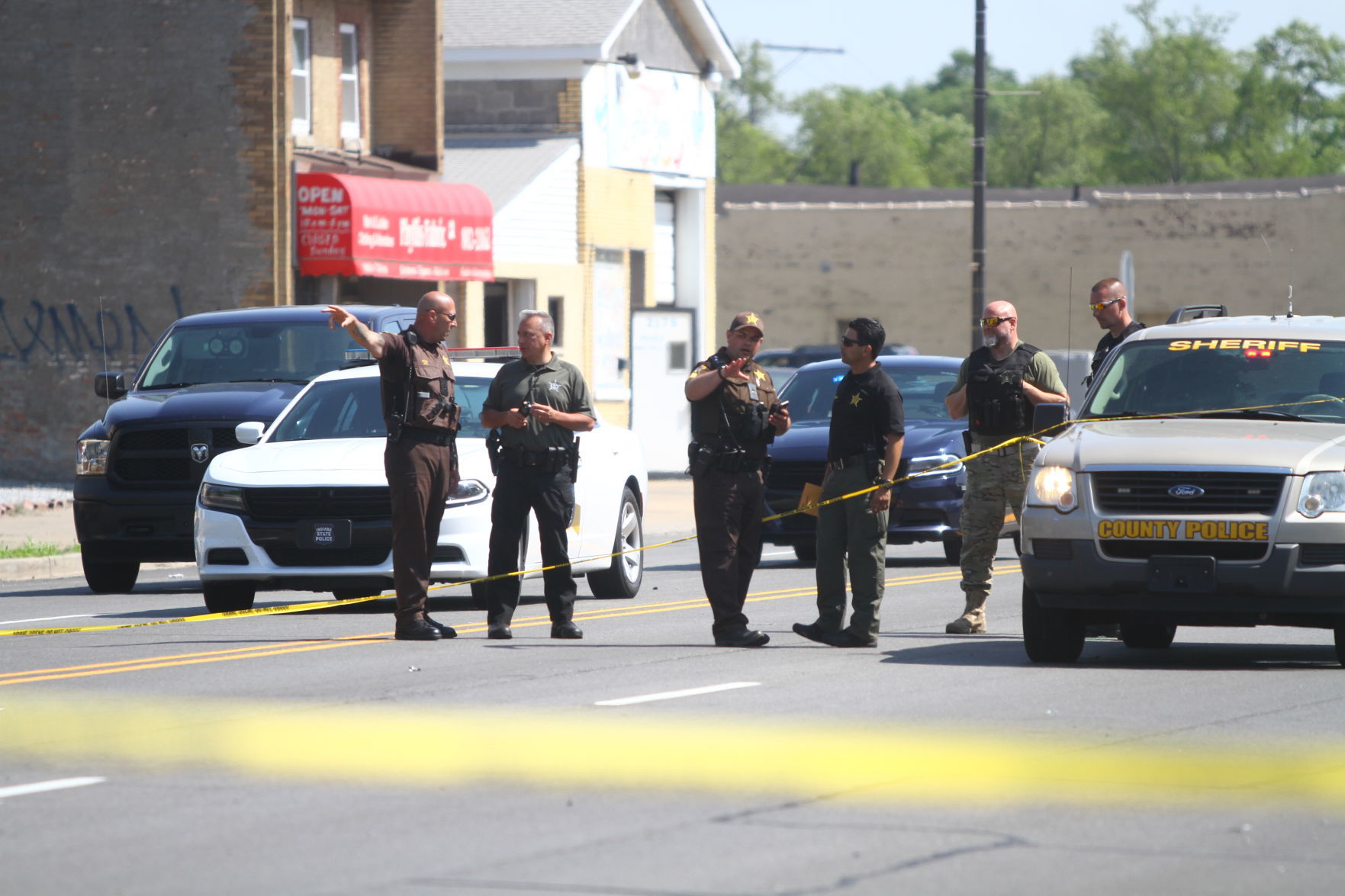 Police investigate a three-car crash in Gary